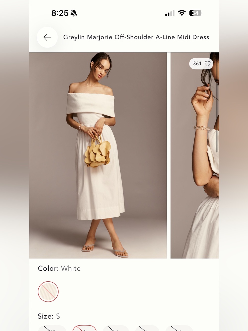 Anthropologie White Off-the-Shoulder A-Line Midi Skirt Dress